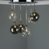 Quinn 6 Light Semi Flush with Clear and Smoked Glass