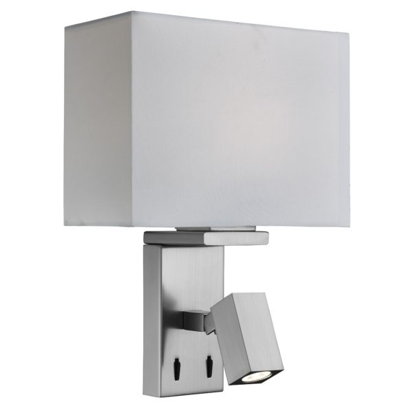 0882SS Silver Wall Light with LED reader