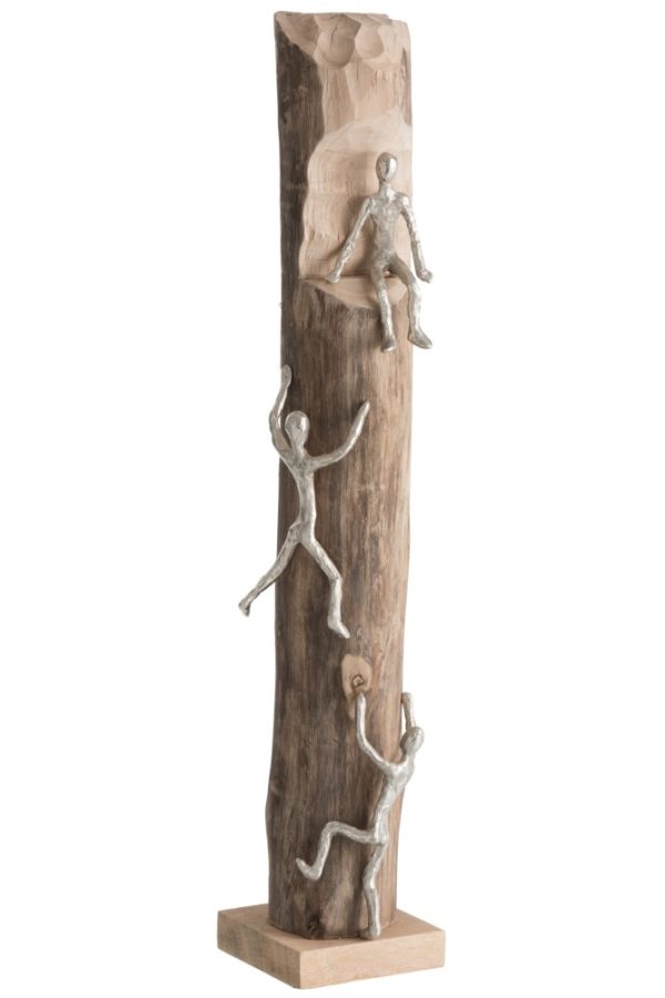 Wood with Aluminium Figures - 3 Climbers