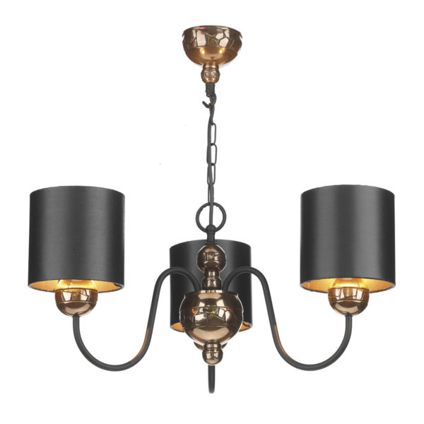 GAR0373 Garbo 3 Light Pendant Bronze complete with Black/Bronze Shades