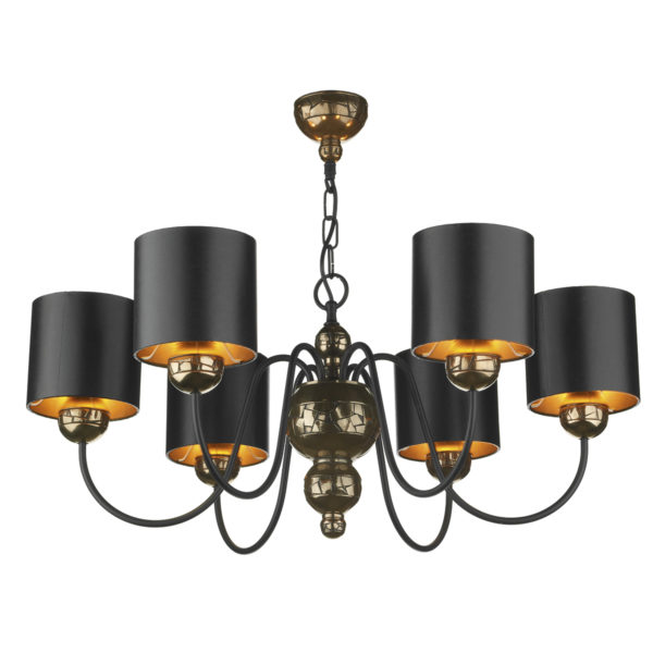 GAR0673 Garbo 6 Light Pendant Bronze complete with Black/Bronze Shades