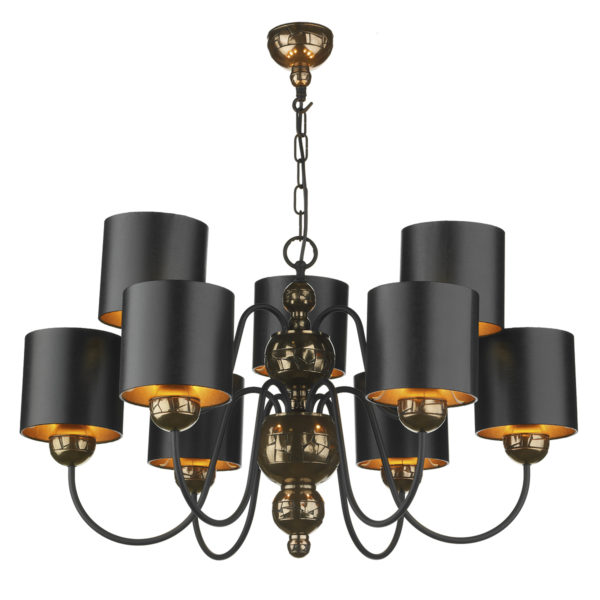 GAR1373 Garbo 9 Light Pendant Bronze complete with Black/Bronze Shades