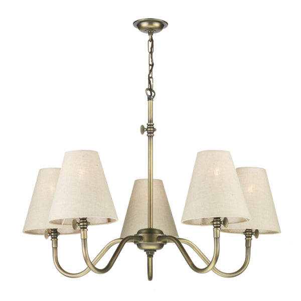 HIC0575 Hicks 5 Light Pendant Antique Brass