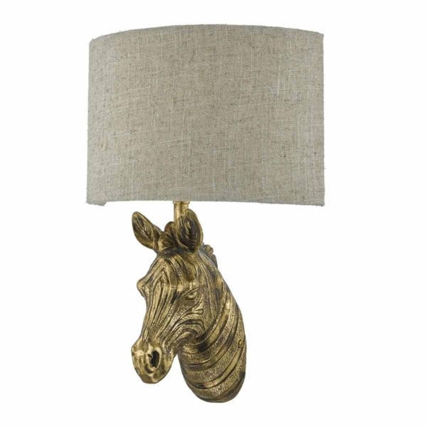 ABB0735 Zebra gold Abby single wall light, with shade