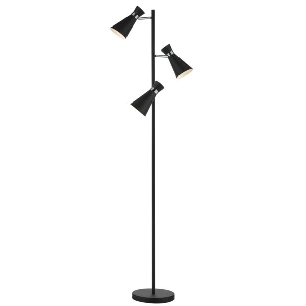 ASH4922 Black chrome Ashworth 3 light floor lamp