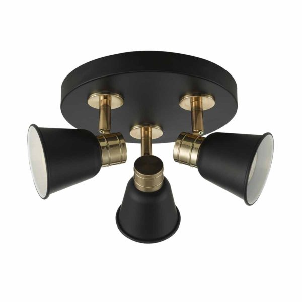 FRY7654 Fry black rose gold 3 light round spotlight