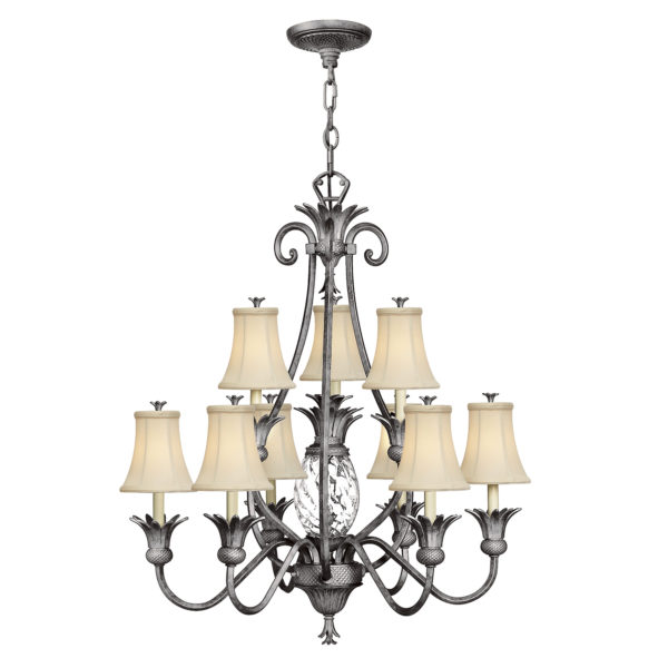 Plantation 9 Light + 1 Light Chandelier - Shown in Polished Antique Nickel