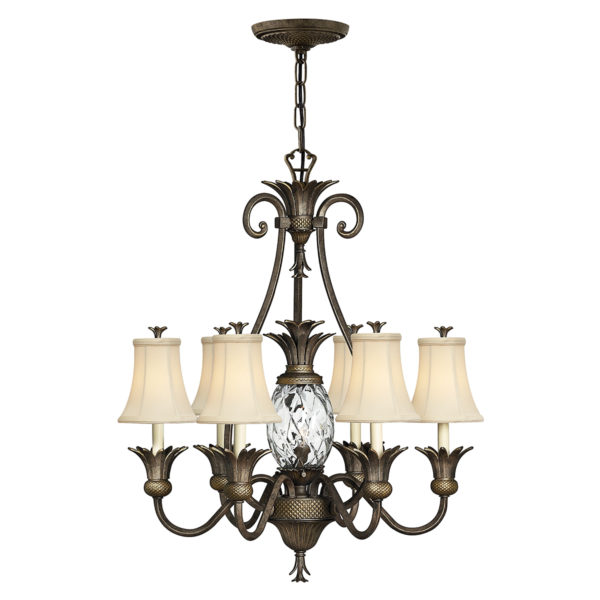 Plantation 6 Light + 1 Light Chandelier - Shown in Pearl Bronze