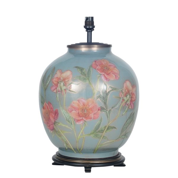 coral peony large glass table lamp