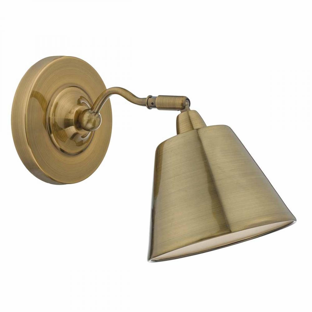 Kempten antique brass wall light, Dar Lighting