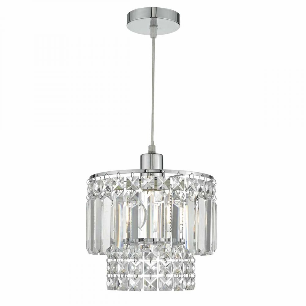 Kyla chrome and glass non electric pendant Dar Lighting Abbeygate Lighting