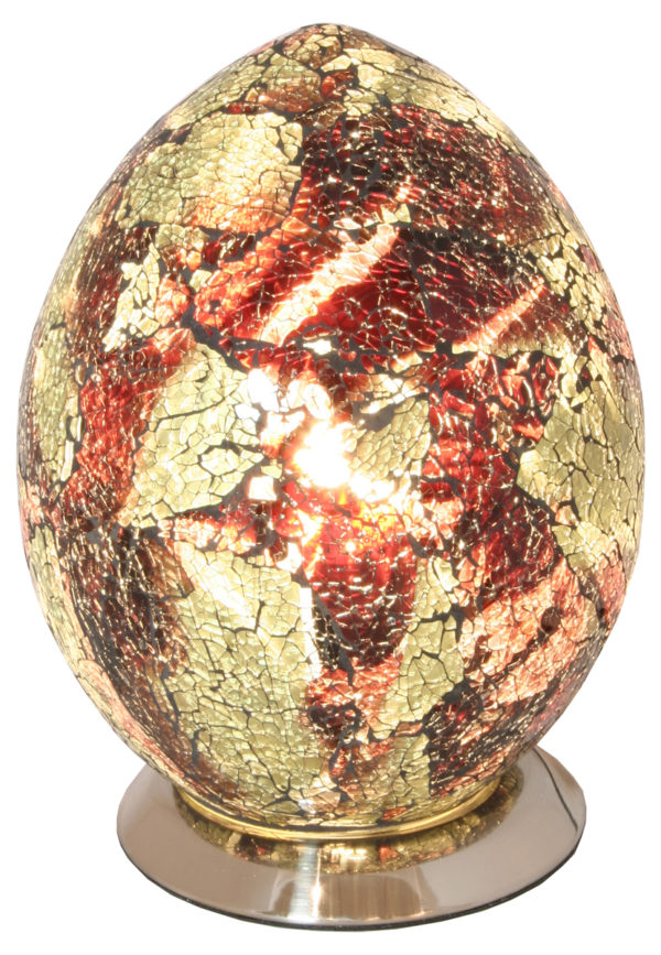 Mosaic Glass Egg Lamp - shown in Orange