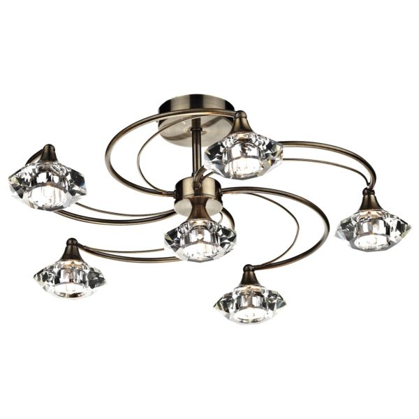 Luther 6 Light - shown in Antique Brass