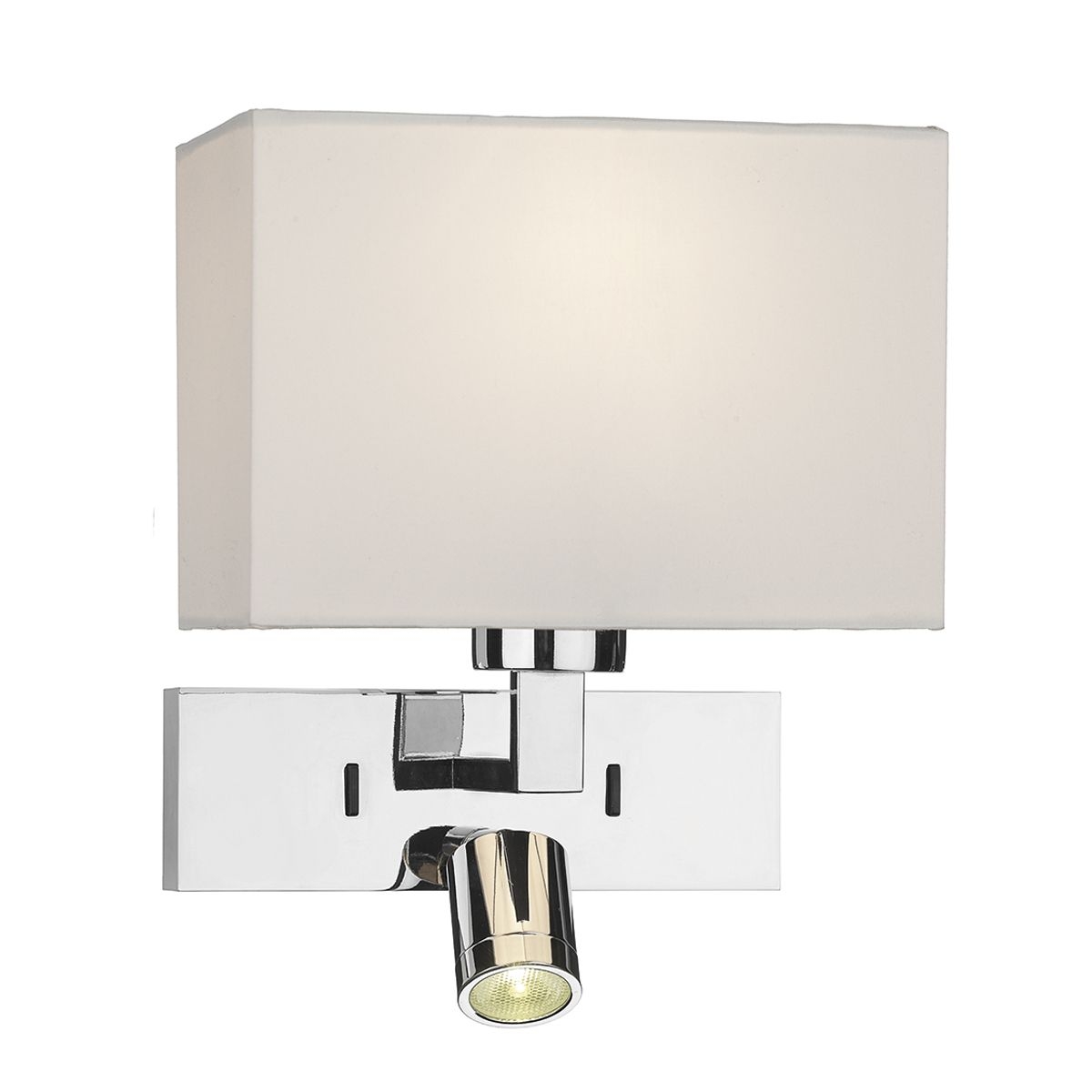 Modena rectangular chrome wall bracket with LED spotlight Dar