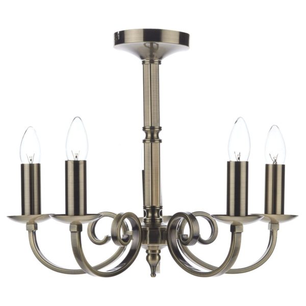 Murray antique brass 5 light dual mount pendant