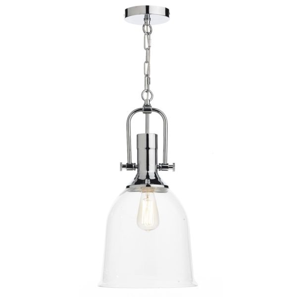 Nolan chrome pendant with clear glass shade