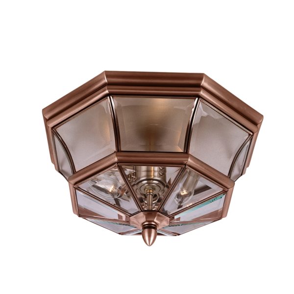 Newbury Flush Mount Outdoor Light - Antique Copper