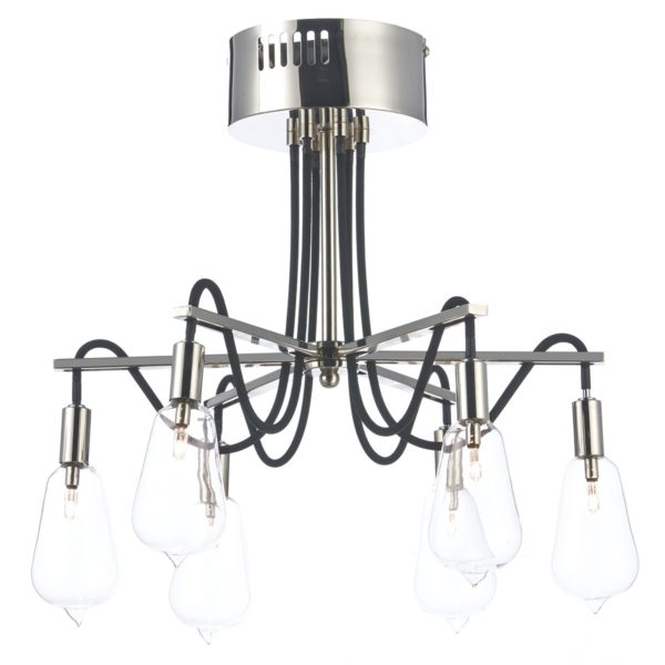 Scroll 6 Light Ceiling Fitting - Polished Nickel
