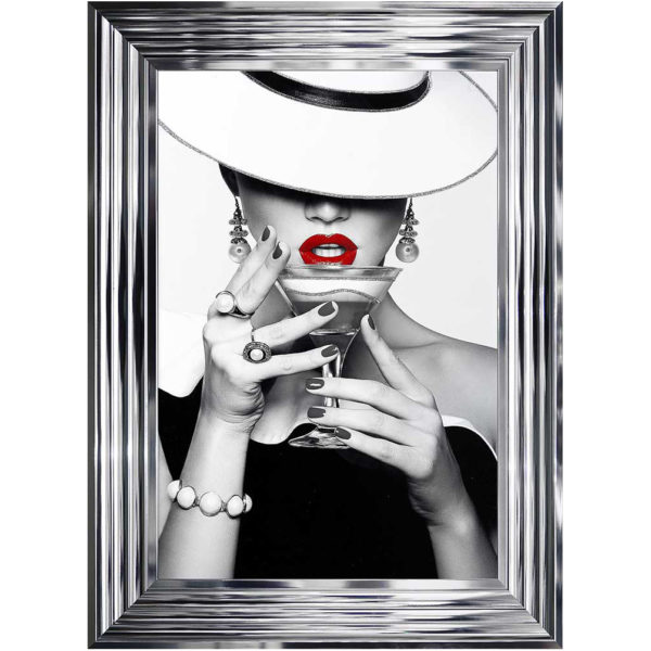 Woman with a White Russian Cocktail Framed Wall Art