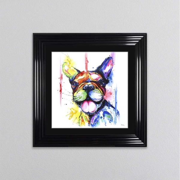 Multi Coloured French Bulldog Framed Liquid Artwork