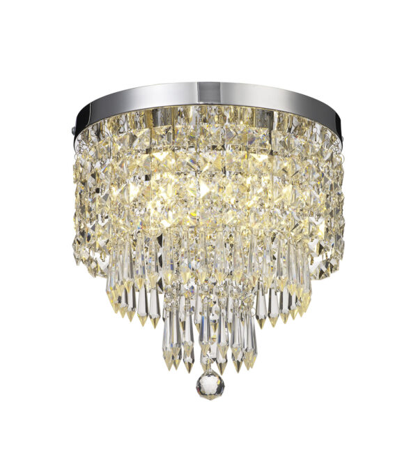 Acer 4 Light Flush Chrome and Crystal IP44