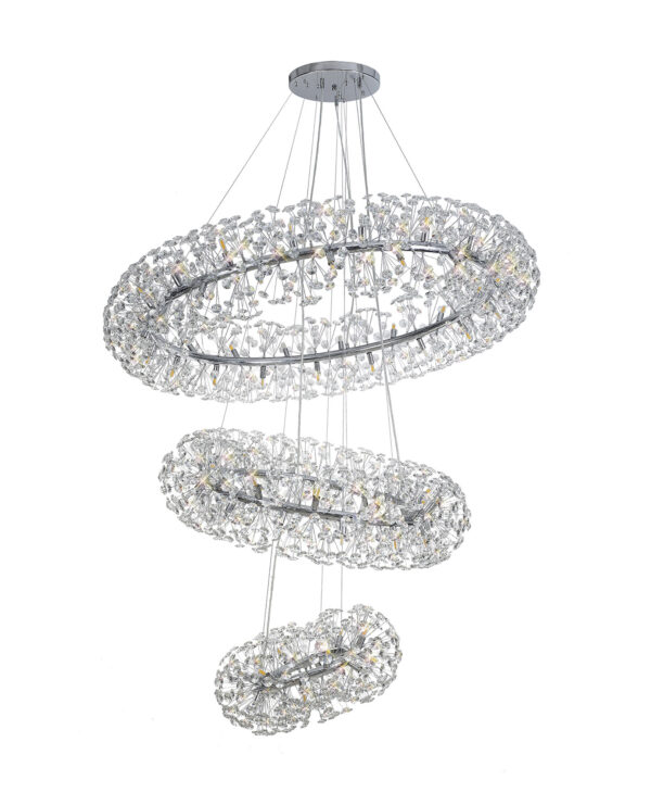 Benitez 74 Light 3 Tiered Ring Pendant Polished Chrome