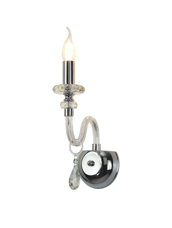 Edison Single Wall Lamp Polished Chrome and Crystal