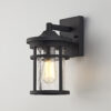 Ellis Downward Lantern Black and Crackled Glass IP54