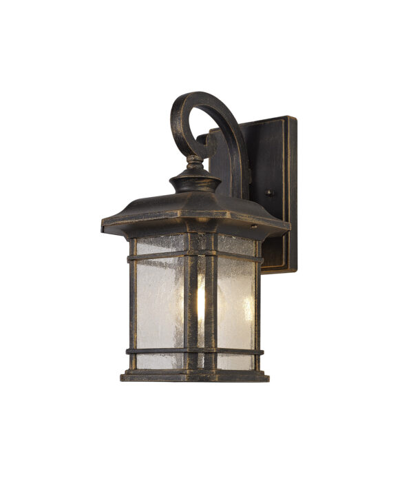 Estrada Small Wall Light Brushed Black and Gold IP54