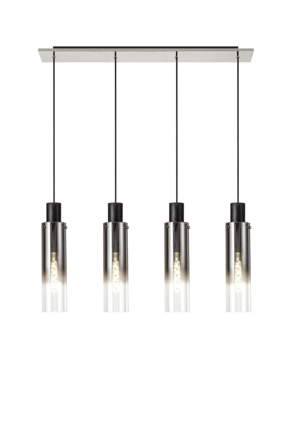 Meyer Slim 4 Light Linear Pendant - Black/Chrome