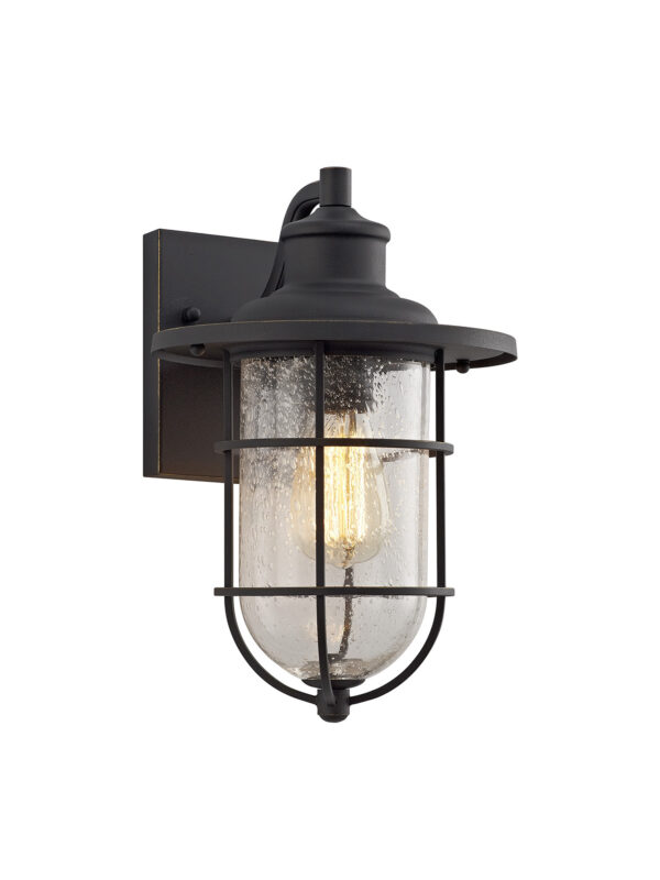 Reppia Wall Lamp Black and Seeded Glass IP54