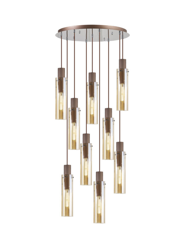 Meyer Slim 9 Light Cluster Pendant - Mocha