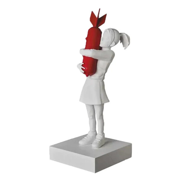 Banksy Bomb Girl - White with Red