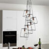 Tower 6 Light Cluster Pendant Matt Black & Copper