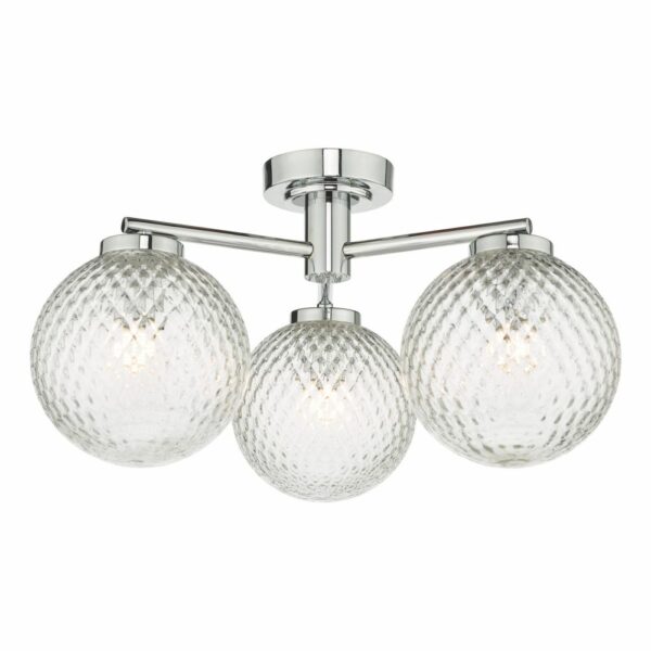 Wayne Bathroom 3 Light Semi Flush Polished Chrome IP44