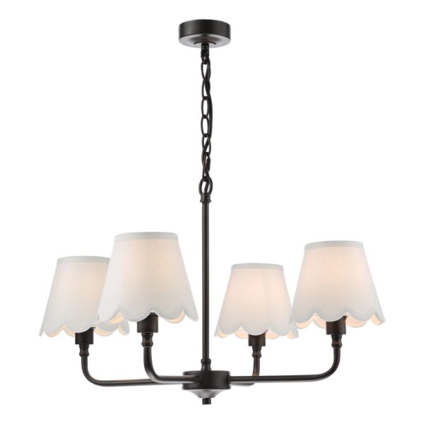 Padme 4 Light with White Scallop shades