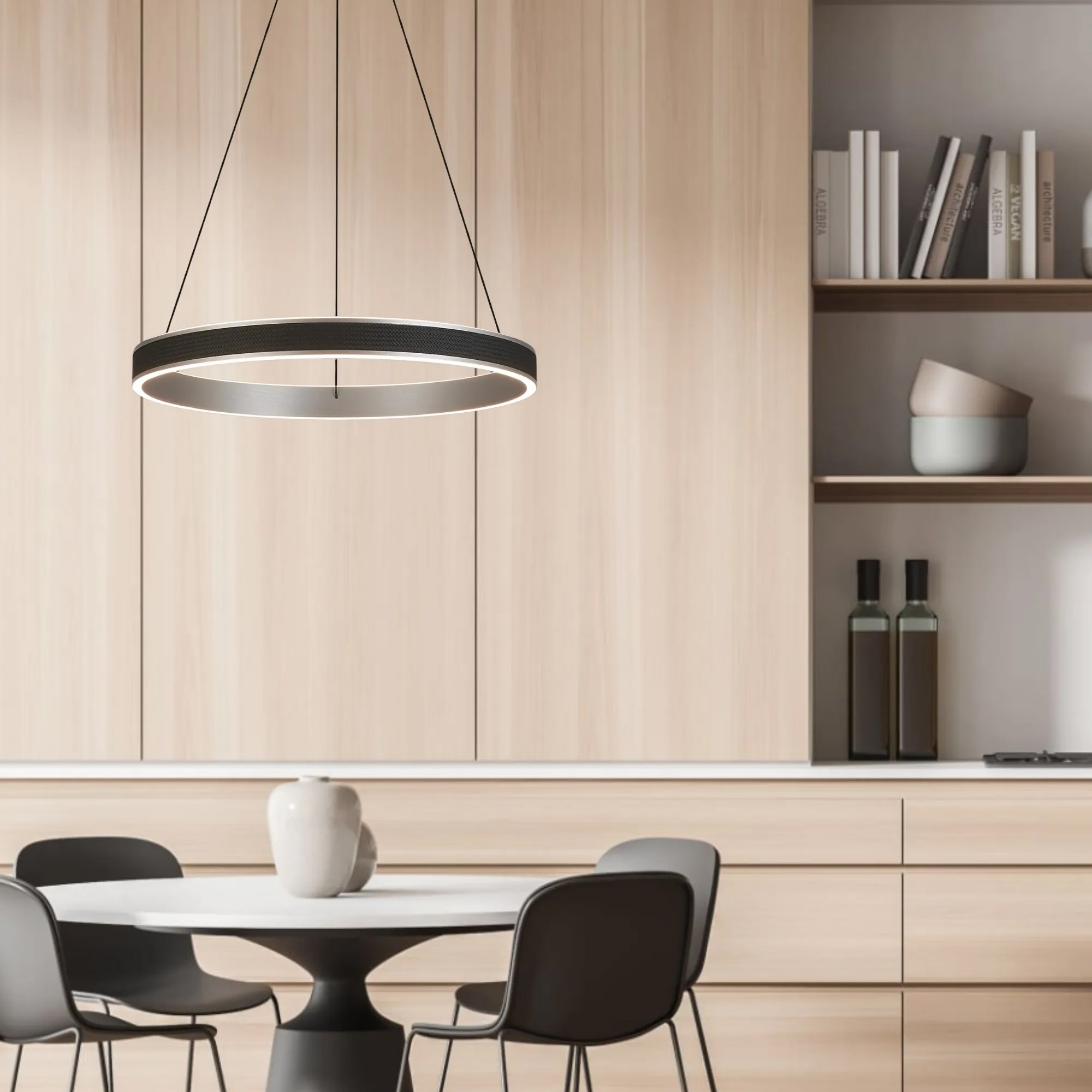 Portia 59cm Pendant - in situ Portia 59cm LED Pendant