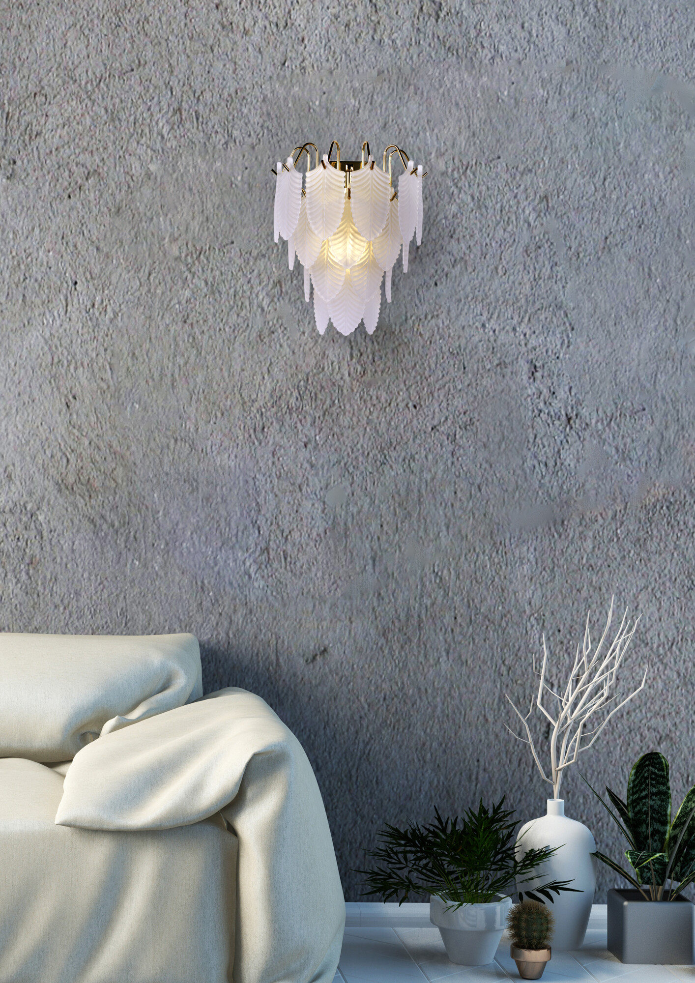 Feather Wall Light - room setting Feather Wall Light - room setting