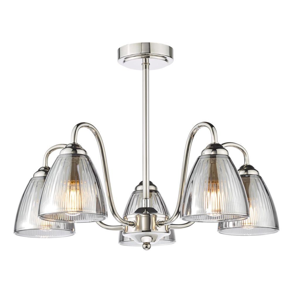 Glynis 5 Light Semi-Flush - Chrome/Smoke Glynis 5 Light Semi-Flush - Chrome/Smoke