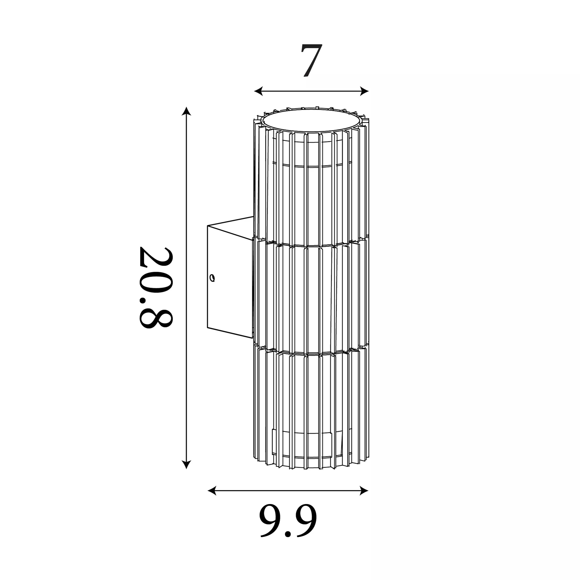 37338BK dimensions Detroit 2 Light Up/Down Outdoor Wall Light - Dimensions