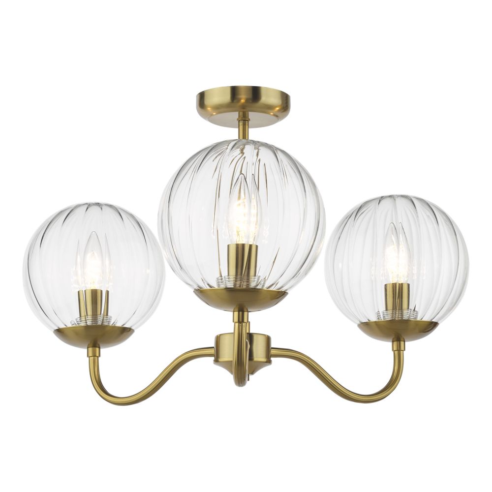 Jocelyn 3 Light Semi-Flush - Natural Brass Jocelyn 3 Light Semi-Flush - Natural Brass