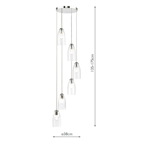 Valora 6 Light Cluster Pendant - Dimensions Valora 6 Light Cluster Pendant - Dimensions