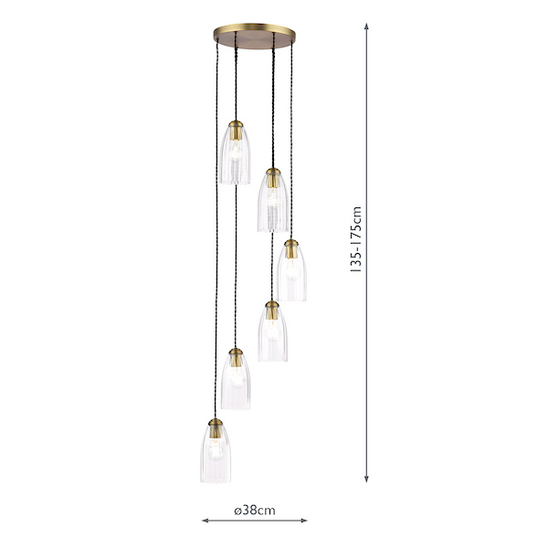 Valora 6 Light Cluster Pendant - Dimensions Valora 6 Light Cluster Pendant - Dimensions