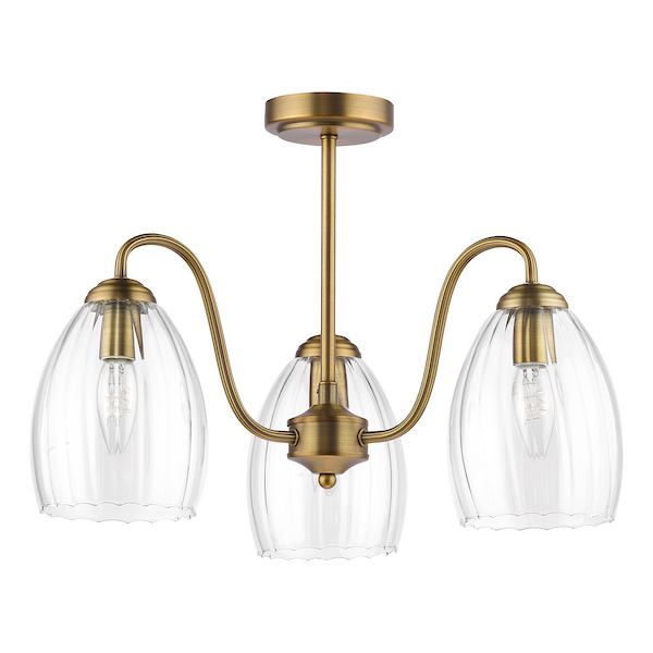 Valora 3 Light Semi Flush - Antique Bronze Valora 3 Light Semi Flush - Antique Bronze