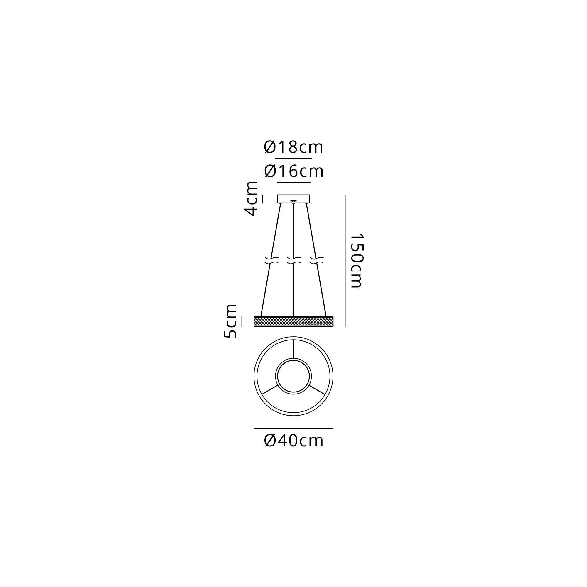 Portia 40cPortia 40cm LED Pendant - Dimensionsm Round LED Pendant - Dimensions Portia 40cm LED Pendant - Dimensions